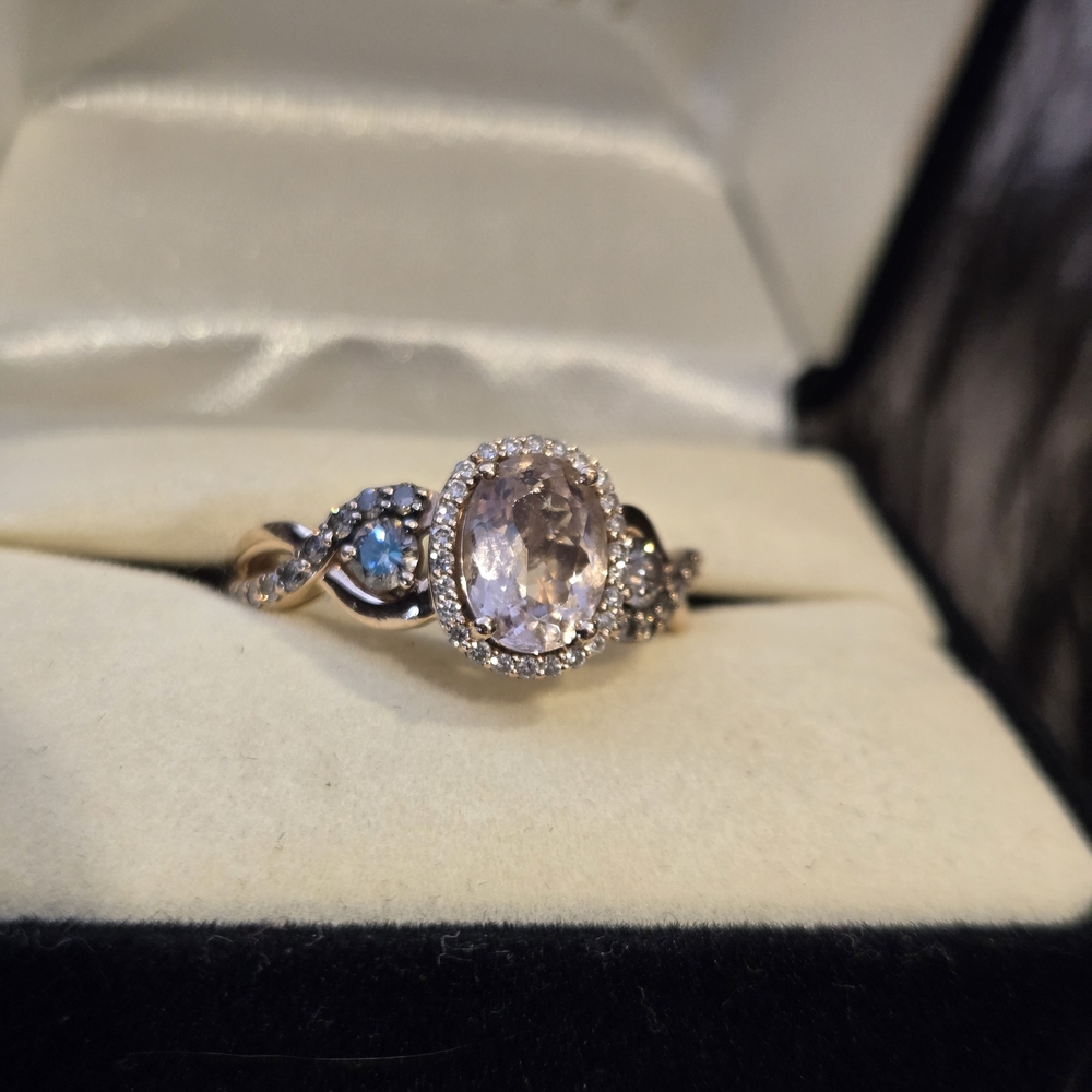 LeVian Pink Morganite and Diamond Ring in Gold - Picture 3 of 4